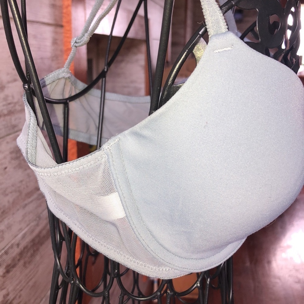 Victoria’s Secret PINK bra size 34C racer back style purplish gray mesh … - Picture 2 of 5